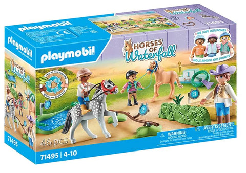 Playmobil Horses of Waterfall Cavaliere avec poneys et saut d'obstacle 71495