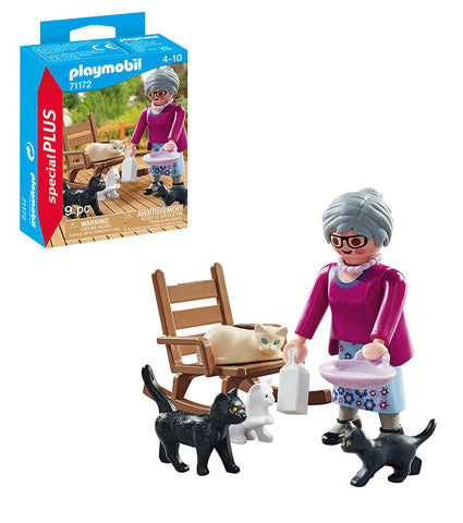 Playmobil grand mere avec chats 71172