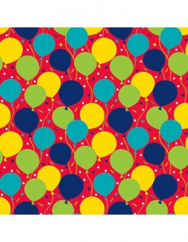 Papier emballage rouge avec ballons de couleurs 74780