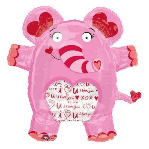 Ballon métal Éléphant Rose Love 27X28 pouces