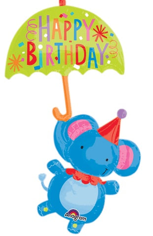 Ballon métal géant Éléphant happy birthday 39X57 pouces