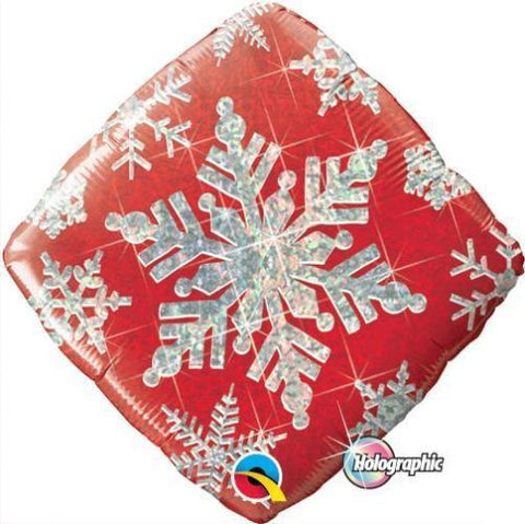 Ballon Rouge avec Flocons de Neige 18 pouces