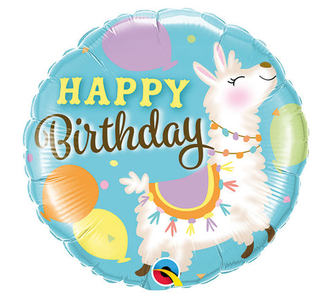 Ballon Helium Happy Birthday Lama 18 pouces