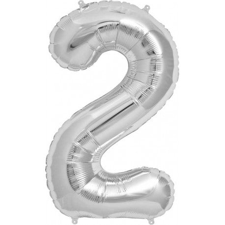 Ballon Jumbo Chiffre 2 Argent Helium