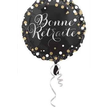 Ballon métal Bonne retraite noir 17 pouces