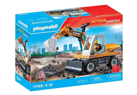 Playmobil Action héros pelleteuse mécanique avec ouvrier 71749