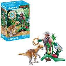 Playmobil Dinos vélociraptor explorateur avec lasso 71823