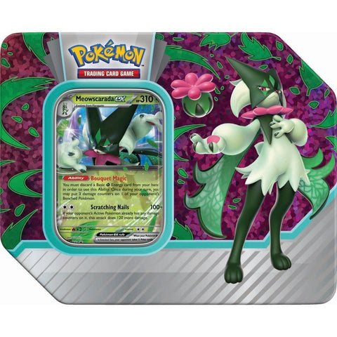 Pokémon EX Paldea Partners Tin EX  Meowscarada, Skeledirge, Quaquaval
