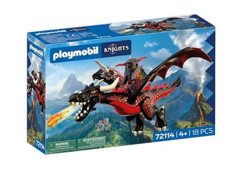 Playmobil Knights -  Dragon noir et chevalier - 72114