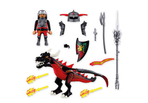 Playmobil Knights -  Dragon noir et chevalier - 72114