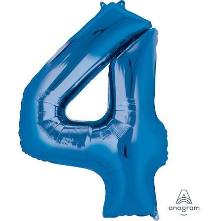 Ballon aluminium chiffre jumbo4 bleu 34 pouces