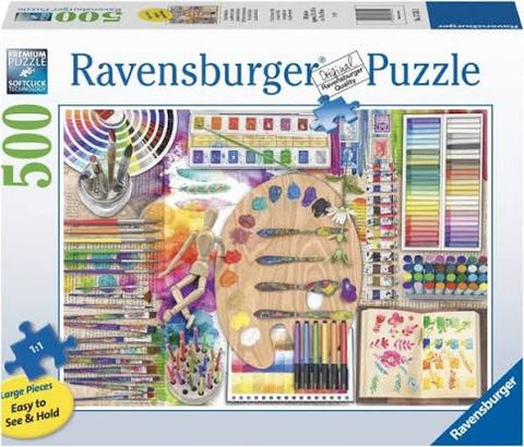 Ravensburger casse tete large 500 morceaux La palette de l'artiste 17535