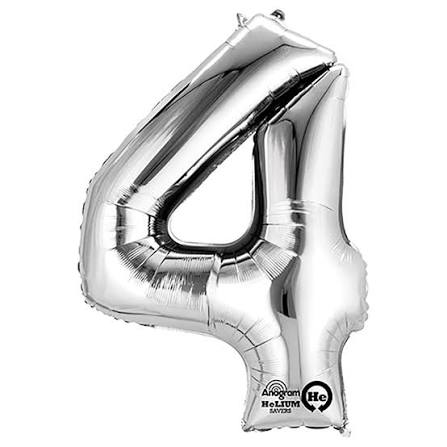 Ballon Jumbo 33 pouces Chiffre 4 argent