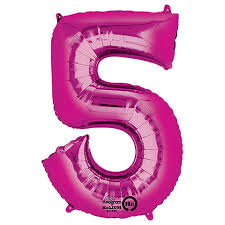 Ballon Jumbo 33 pouces Chiffre 5 rose