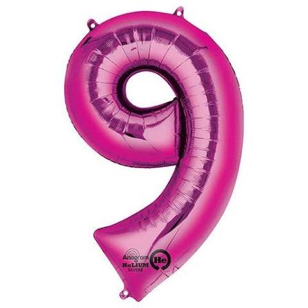Ballon Jumbo 34  pouces Chiffre 9 rose