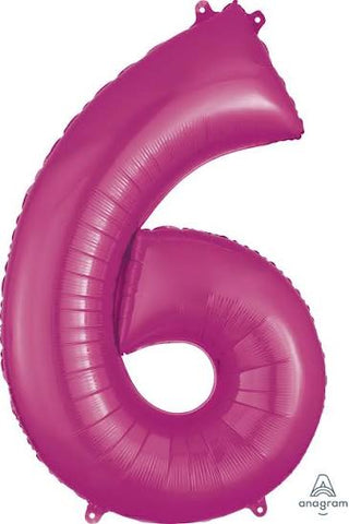 Ballon Jumbo 34 pouces Chiffre 6 rose