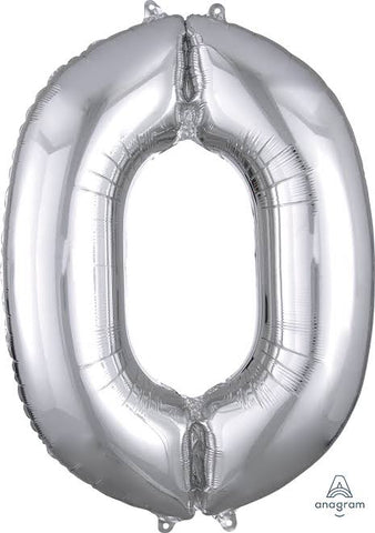 Ballon Jumbo 35 pouces Chiffre 0 argent