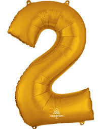 Ballon Jumbo Chiffre 2 Or 33 pouces