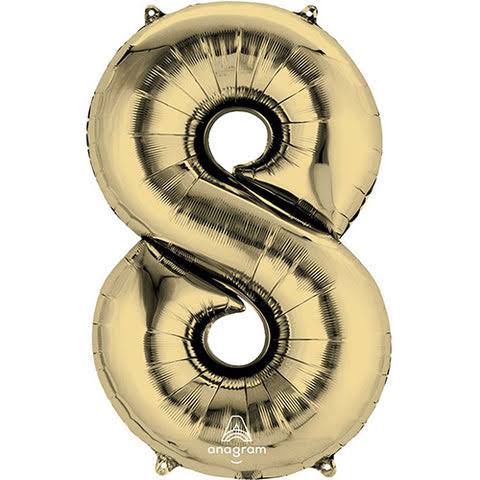 Ballon jumbo chiffre 8 or blanc 34''