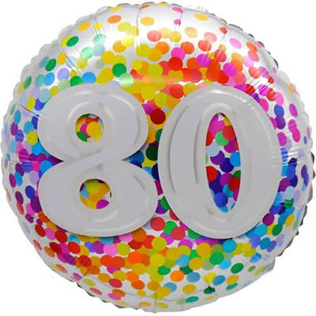 Ballon métal 80 confettis 18pouces