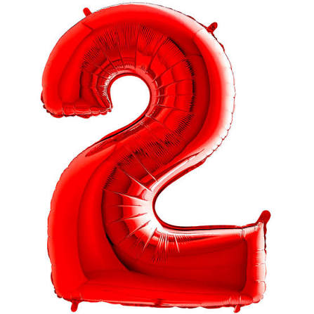 Ballon métal chiffre 2 jumbo rouge