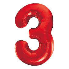 Ballon métal chiffre 3 jumbo rouge