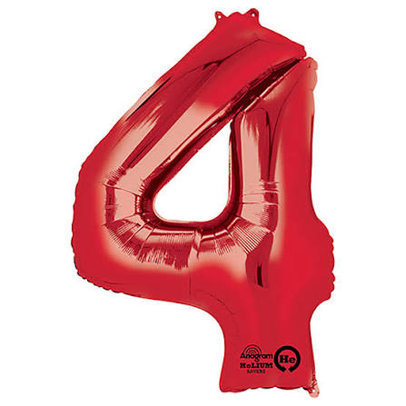 Ballon métal chiffre 4 jumbo rouge
