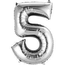 Ballon Jumbo 33 pouces Chiffre 5 Argent