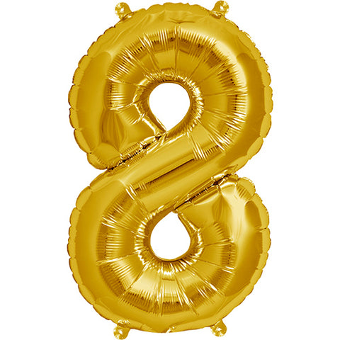 Ballon Chiffre 8 Géant 34'' Or- Helium St-Sauveur - La Boîte à Surprises de Nicolas