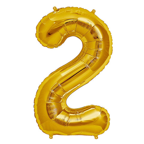 Ballon Chiffre 2 Géant 34'' Or- Helium St-Sauveur - La Boîte à Surprises de Nicolas