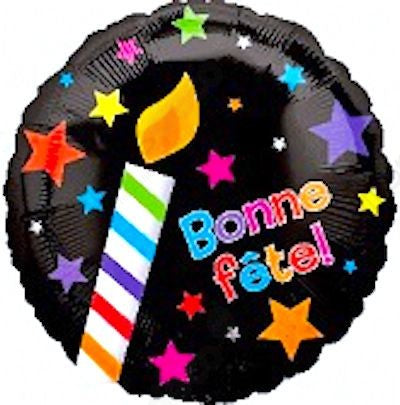 Ballon helium Bonne Fête avec chandelle - 18 pouces- Helium St-Sauveur - La Boîte à Surprises de Nicolas