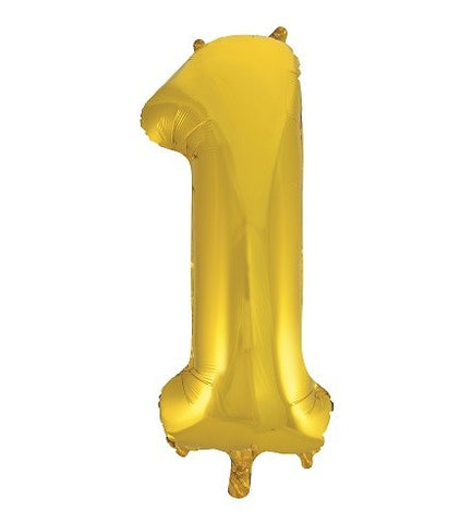 Ballon Chiffre 1 Géant 34'' Or- Helium St-Sauveur - La Boîte à Surprises de Nicolas