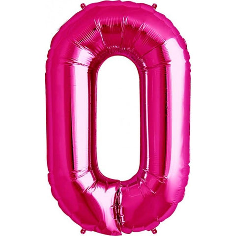 Ballon Jumbo Chiffre 0 - Rose- Helium St-Sauveur - La Boîte à Surprises de Nicolas