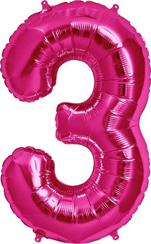 Ballon Jumbo Chiffre 3 - Rose- Helium St-Sauveur - La Boîte à Surprises de Nicolas