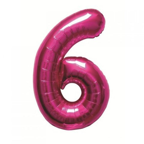 Ballon Jumbo Chiffre 6 Rose Helium- Helium St-Sauveur - La Boîte à Surprises de Nicolas