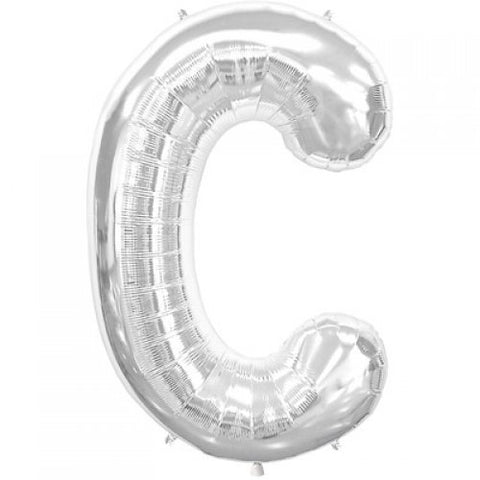 Ballon Lettre C Jumbo Argent- Helium St-Sauveur - La Boîte à Surprises de Nicolas