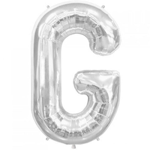 Ballon Lettre G Jumbo argent- Helium St-Sauveur - La Boîte à Surprises de Nicolas