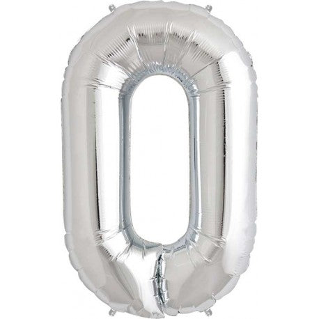 Ballon Jumbo chiffre 0 en argent- Helium St-Sauveur - La Boîte à Surprises de Nicolas