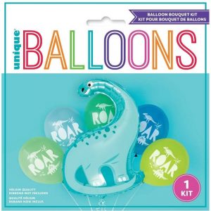 Kit pour bouquet ballons dinosaure metal et 5 ballons latex 73887