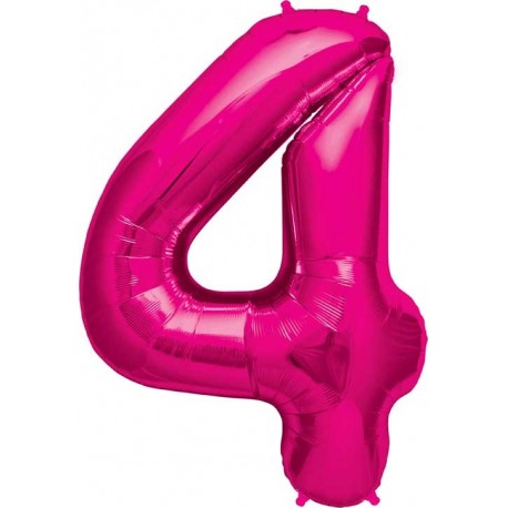 Ballon Jumbo Chiffre 4 Rose Helium- Helium St-Sauveur - La Boîte à Surprises de Nicolas